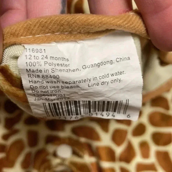 Halloween infant giraffe costume (missing hat), size 12-24 months - Picture 4 of 4